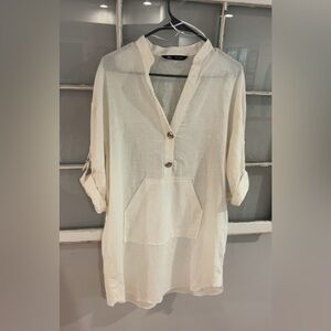 Zara Cream Linen Dress Tunic
